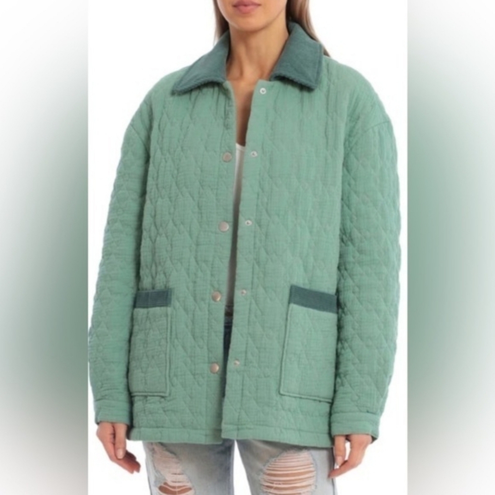 NEW!!! Avec Les Filles Teal Quilted Utility Jacket,Sz Medium